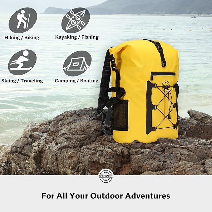 STOVER 5/10/25/30/40/55L Waterproof Dry Bag- Roll-Top Backpack w/Phone Case- Kayaking, Hiking, Camping, Boating- Men/Women