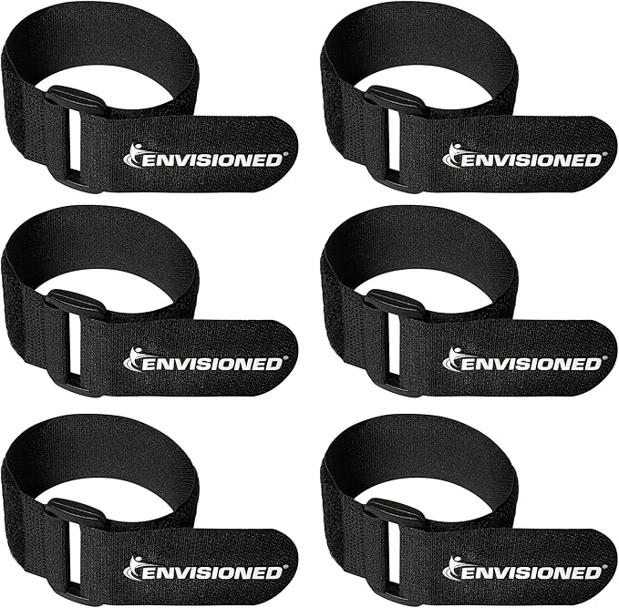 Reusable Cinch Straps 2" x 15" - 6 Pack, Multipurpose Strong Gripping, Quality Hook and Loop Securing Straps (Black)