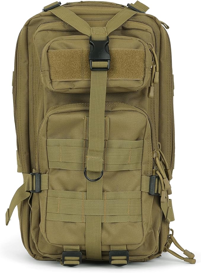 30L Tan Tactical Backpack - MOLLE Military Bug Out Bag, Small Survival Rucksack & EDC Daypack for Hunting, Hiking, Camping, Travel - Outdoor Gear for Men & Women