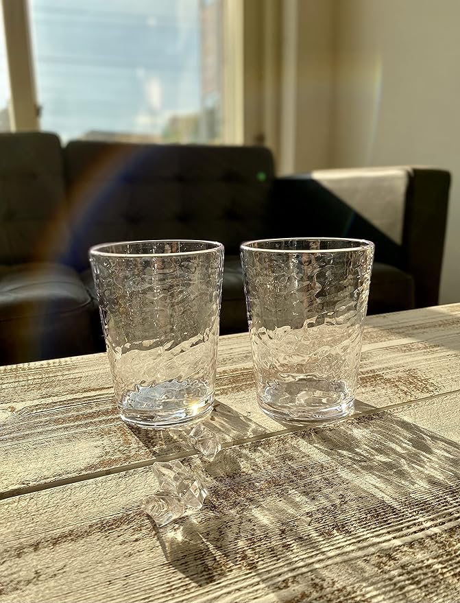 KLIFA- NICE- 14.7 ounce, Set of 6, Acrylic Tumbler Drinking Glasses Set, BPA-Free, Stackable Plastic Drinkware, Dishwasher Safe Cups, Clear