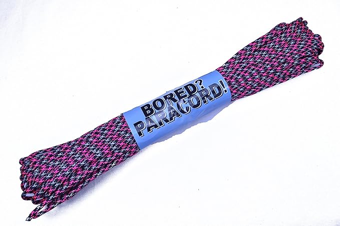 BORED? PARACORD! 550 lb Paracord – Ideal for Crafting, DIY Projects, Camping, Military & Active Outdoors – 300+ Colors – Tactical Parachute Cord Type III – Strong - Neon Pink Ninja 50 Feet