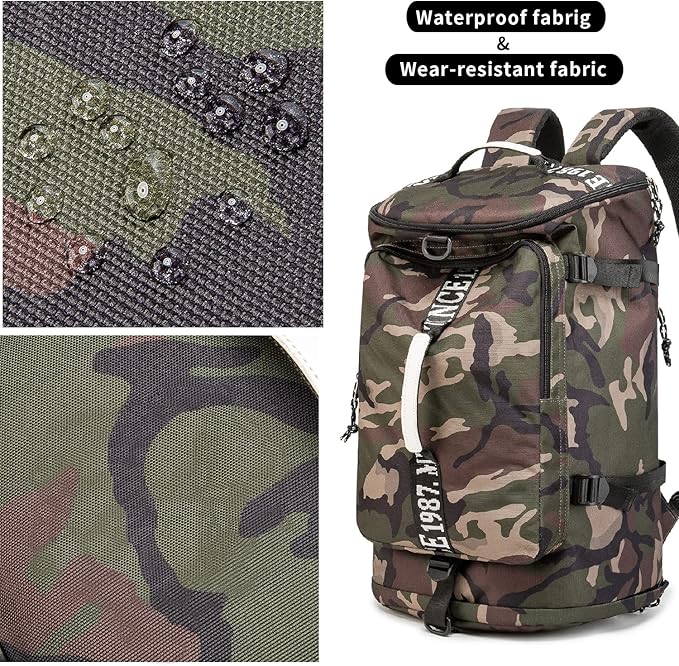 Outdoor Waterproof Backpack Hiking, Fishing, Camping Large Capacity Multifunctional Laptop Backpack, Suitable for Both Men and Women (Camouflage)…