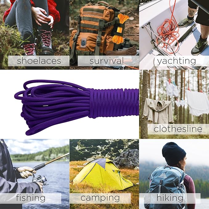 TECEUM Reflective Paracord Rope 1000 – 1000ft/200ft/100ft/50ft – 40+ Colors – Glow in The Dark – para Cord – Utility Rope for Survival, Hunting & Camping Gear – Nylon String, Camping Rope, Tent Cord