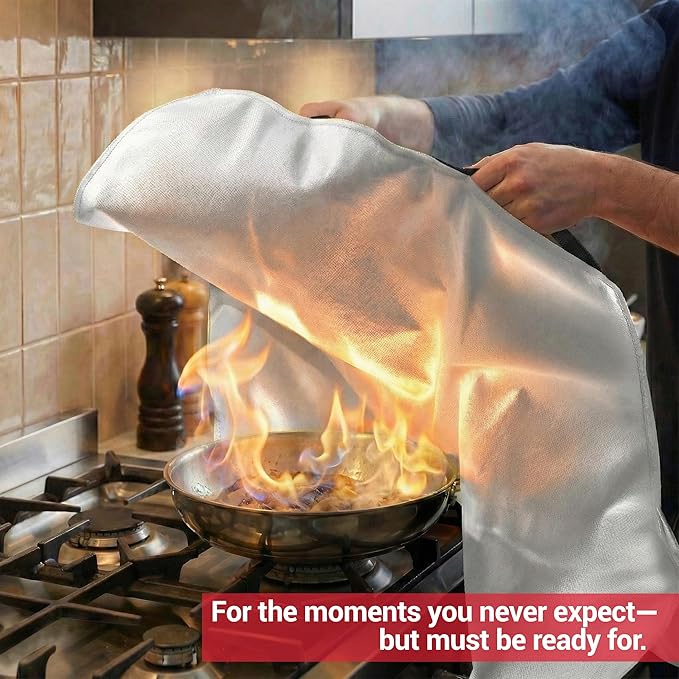 National Park Foundation Partner Emergency Fire Blanket, 40”x40” UM9 Fiberglass Fire Blanket for Outdoor, Home and Kitchen Fires, Camping Gear, Emergency Safety Protection, Designed in The USA
