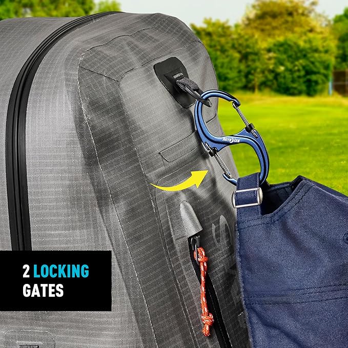 Nite Ize S-Biner XT SlideLock Dual Carabiner - Working Load Limit of 500 lb - Heavy-Duty Locking Carabiner - Durable Aluminum Body & Independent Gates - Camping, Travel & Everyday Carry
