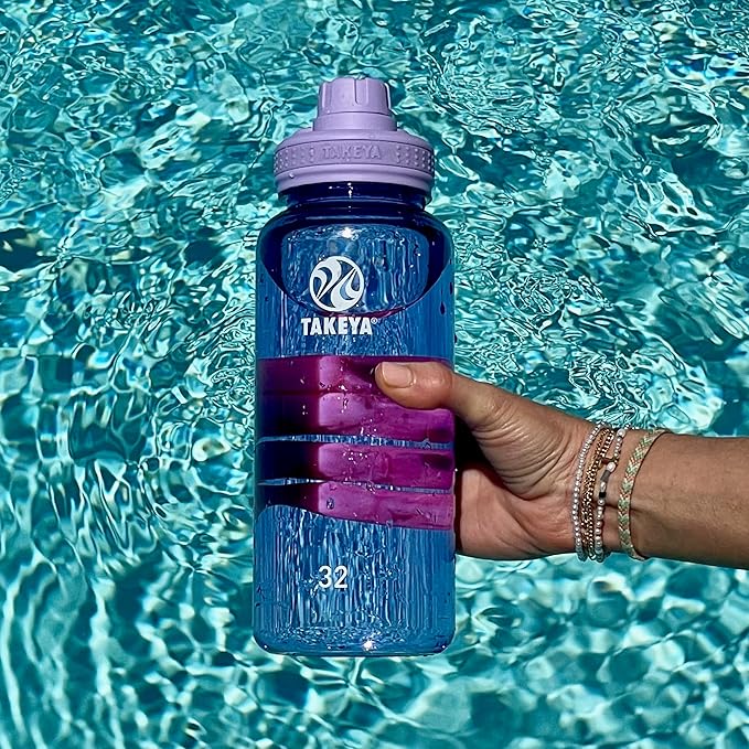 Takeya Tritan Sport Water Bottle with Spout Lid - BPA-Free & Dishwasher-Safe Water Bottle - Reusable Bottle with Lid Handle - Simple Leak-Proof Water Bottle - 24 oz, Flutter Pink