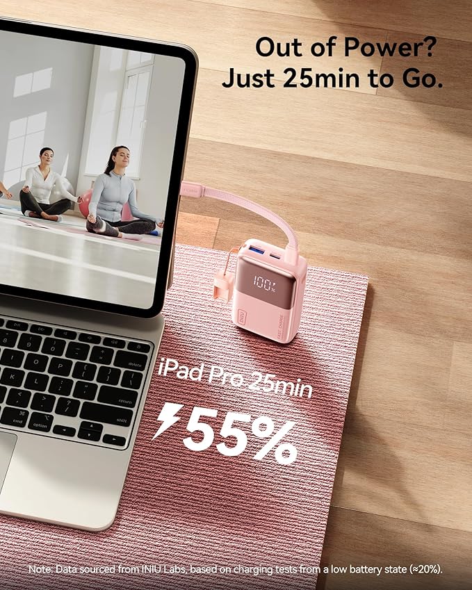 INIU Pocket Size Portable Charger, Ultra Small 10000mAh 45W PD Power Bank, Fast Charging Battery Pack, Travel Essentials Powerbank for iPhone 17 16 Pro Air, Xiaomi 17 Pro Max 16 15 14, Samsung S24 etc