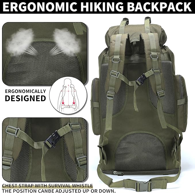 Hiking Backpack for Men 70L/100L Camping Backpack Military Rucksack Molle 3 Days Assault Pack for Climbing | Camping Backpack, 3 Days Assault Pack, for Climbing