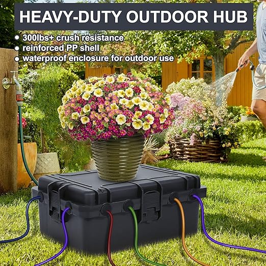 Waterproof Electrical Box, Large Outdoor Extension Cord Covers Waterproof, 8 Cable Seal Entry Weatherproof, IP54 Protect Power Strip, Timer Outlet Plug, Socket, Holiday Light Decoration (Slate Gray)