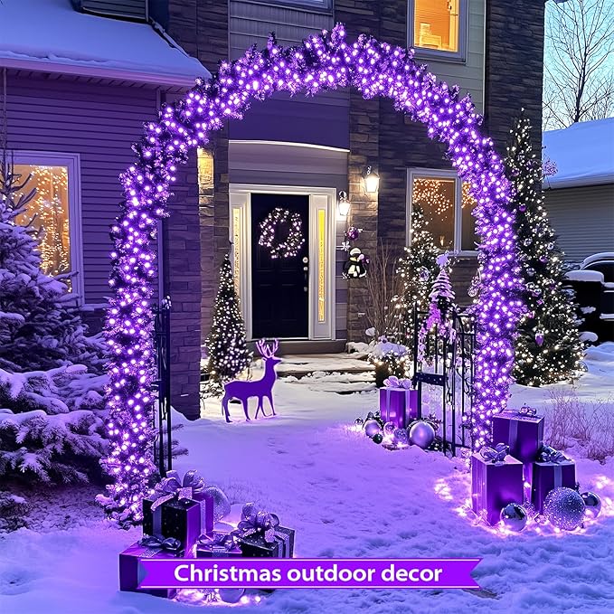JMEXSUSS 2 Pack Solar String Lights Outdoor Waterproof, Total 400 LED 151FT Solar Christmas Lights Outdoor, 8 Modes Christmas Light for Outside Patio Yard Tree Decorations, Purple