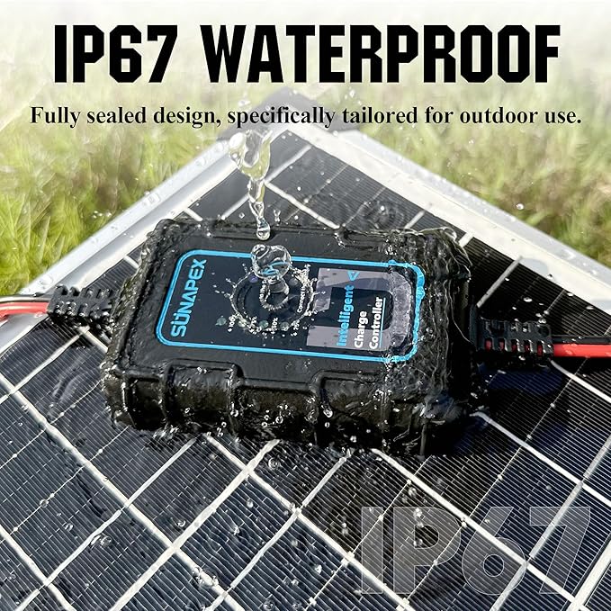 SUNAPEX 50W 12V Solar Battery Charger Maintainer, Waterproof Solar Panel Trickle Charger with Controller for Car, Motorcycle, Boat, Marine, RV, Trailer, Tractor,Truck, etc