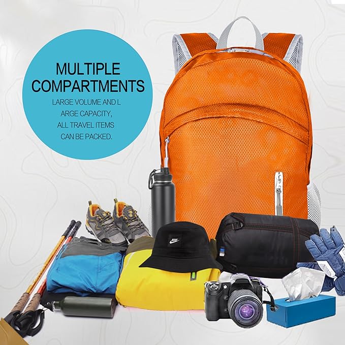 Waterproof Foldable Backpack Dry Storage Lightweight Daypack 35L Outdoor Backpack for Beach Men Women Orange