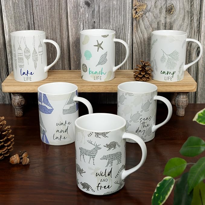 Pavilion Gift Company - Camp Life - 18 oz Coffee Tea Mug Camp Life Camping Cabin Forest Outdoors Drinkware Kitchenware