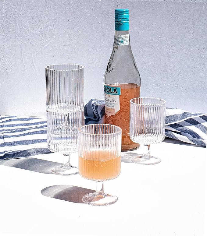 Mesa 10 oz Durable Acrylic Wine Glasses, Shatter-Resistant and Dishwasher-Safe Indoor/Outdoor Drinkware, Glass for Wine, Sangria, and Spritzers - Clear - Set of 6