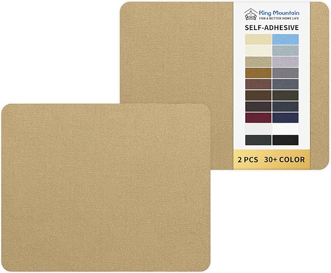 KING MOUNTAIN Canvas Repair Patch 9 x11 Inch 2 Pcs Self-Adhesive Waterproof Fabric Patch for Sofas, Tents, Furniture,Tote Bags, Car Seats (Flaxen)