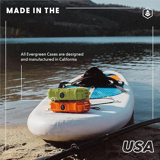 Evergreen 56 Dry Box - EDC Tough Protective Case USA Made for Organization of Cameras, Phones, Camping, Fishing, Hiking, Water Sports (Orange, TOPO)