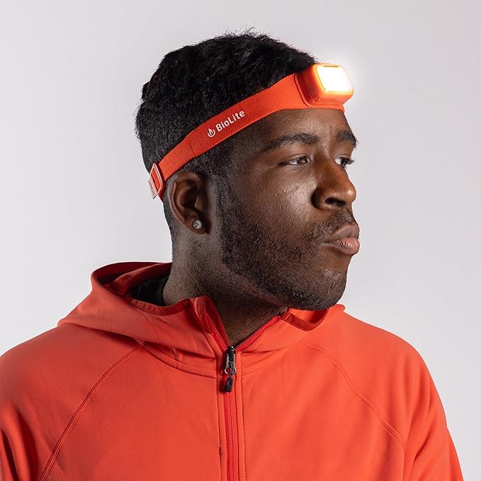 BioLite Range 500 Waterproof, Fast-Charging Rechargeable Headlamp, Spark Red, 500 Lumens, USB-C Charging, 100m Beam, 200 Hour runtime