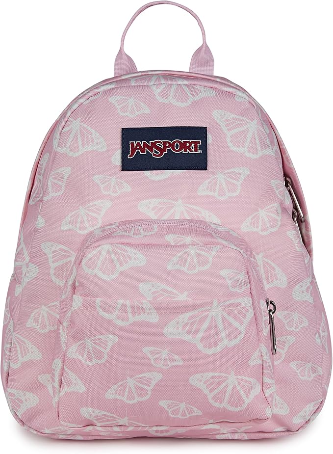 JanSport Half Pint Mini Backpack, 10.2 L - Durable Mini Bag Purse with Adjustable Shoulder Straps, Single Main Compartment, Zippered Stash Pocket, Flutter By