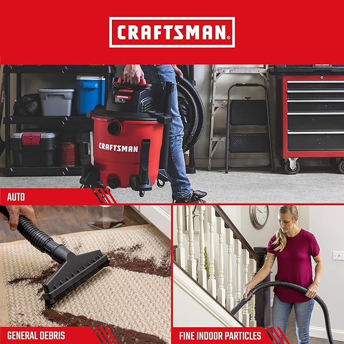 CRAFTSMAN CMXZVBE39970 Genuine Fine Dust Wet Dry Vac Dust Collection Bags for Most 6 to 10 Gallon CRAFTSMAN Shop Vacuums, Collects Dry Fine Debris, Reduces Cleanup Time, 2-Pack