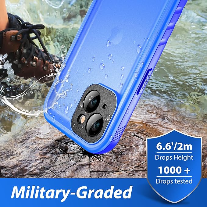 SPORTLINK Design for iPhone 14 Waterproof Case - Shockproof Dustproof Phone Case with Screen Protector for iPhone 14, Full Body Protective Case for iPhone 14 Cover 6.1'' Blue