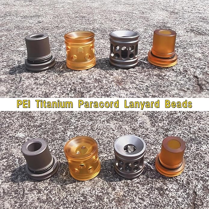 PEI Titanium Paracord Lanyard Beads, Detachable Combination Knife Pendant, DIY Beads EDC Gear Accessories for Zipper Pull Flashlight Fidget Toys Backpack Pendant