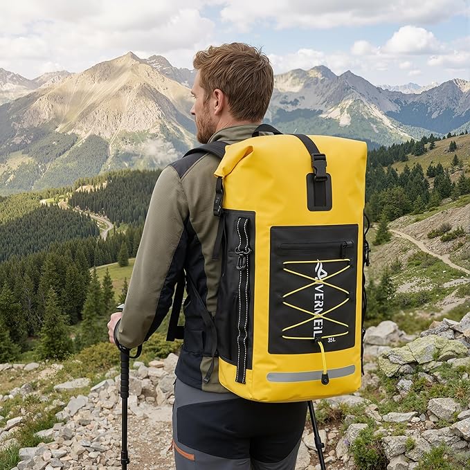 Waterproof Backpack Dry Bag with bungee cord and small waterproof Bag Yellow