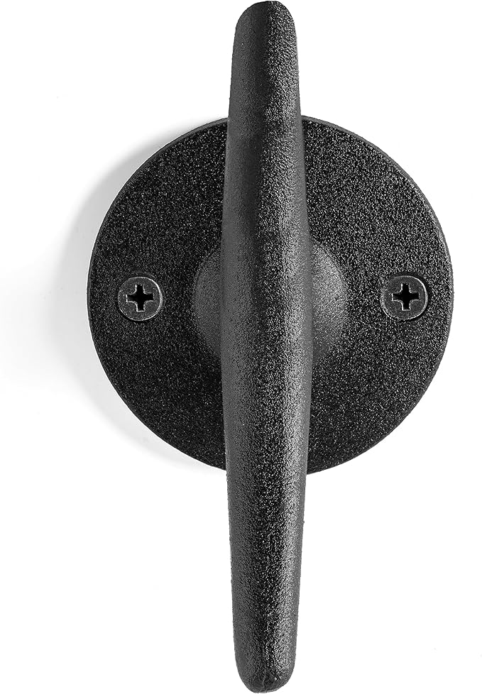 Claimed Corner Cast Iron Coat Hooks - Boat Cleat Nautical Marine Entryway Decor Multi-Purpose Hat Towel Hanging Hook - Durable & Rust-Resistant - Includes Mounting Hardware - 4 Pack (Large, Black)