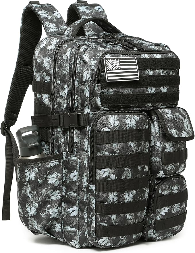 Wotony Tactical Backpack - Military waterproof backpack with multiple pockets and tactical gear for the outdoors (Gray Maple Leaf, 35L)