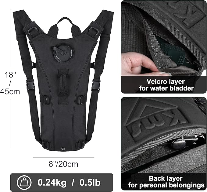 Tactical Hydration Pack Backpack with 3L Water Bladder for Men, Leakproof Military Rave Water Backpack for Running Hiking Cycling Jogging Festival