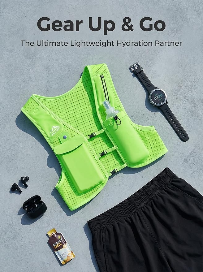 Zelvot Running Vest for Women Men, USA Original Patent, Adjustable Chest Straps Running Hydration Vest with 500ml Soft Flask, Lightweight Reflective Hydration Backpack for Marathon