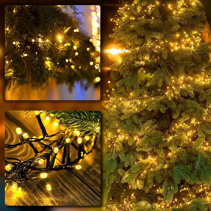 Selarlyt 2 Pack 200LED Solar Christmas Lights Outdoor, 72FT Solar String Lights with 8 Lighting Modes, IP65 Waterproof Solar Lights Outdoor for Xmas Garden Party Tree Decor, Warm White