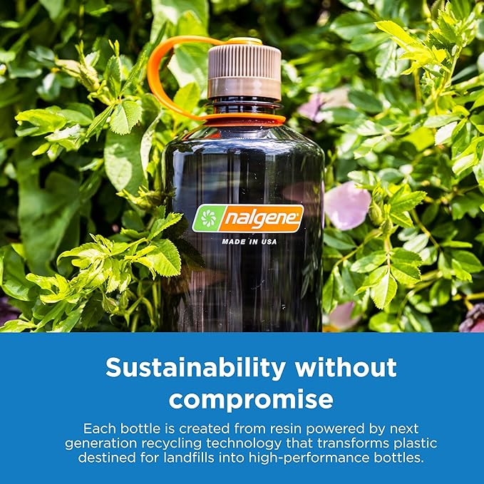 Nalgene Sustain Tritan BPA-Free Water Bottle Made with Material Derived from 50% Plastic Waste (Using ISCC Certified Mass Balance), 16 OZ, Narrow Mouth, Lemon