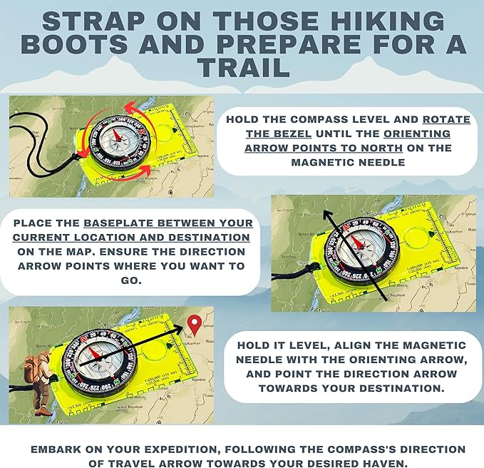 Trekker's Compass Crew Orienteering Compass, Pack of 2, Magnetic Navigation Set for Hiking, Camping, Backpacking, Scout Activities