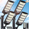 Yusist 4 Pack Solar Street Lights Outdoor Waterproof, 6500K LED Motion Sensor Lights, Dusk to Dawn Solar Flood Lights with Remote,Parking Lot Light,Commercial Area Lighting for Outside