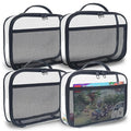 holay 4 Packs PVC Toy Storage Organizer with Zipper, Name Tag & Manual Pocket, Clear Durable Case for Blocks, Clay, Board Games, Travel (Black, Small)