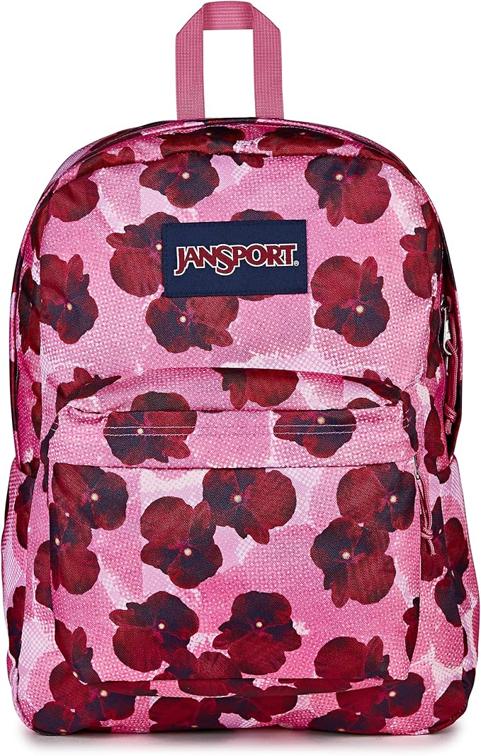 JanSport SuperBreak One Backpack - Durable, Lightweight Bag with 1 Main Compartment, Front Utility Pocket with Built-in Organizer, Premium Backpack, Pop Art Pansies