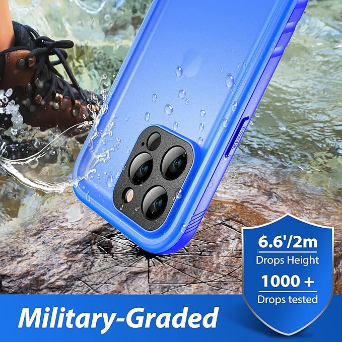 SPORTLINK Design for iPhone 14 Pro Max Case Waterproof - Shockproof Dustproof Phone Case with Screen Protector for iPhone 14 Pro Max, Full Body Protective Case 6.7'' Blue