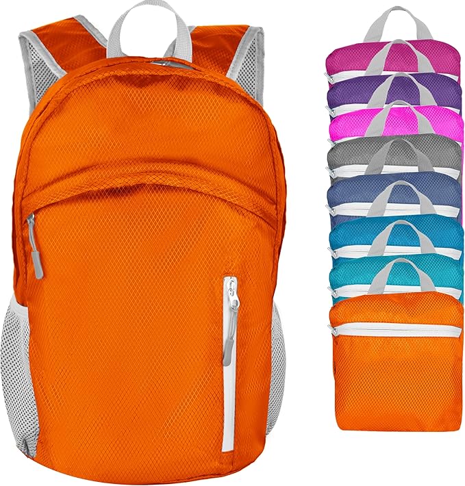 Waterproof Foldable Backpack Dry Storage Lightweight Daypack 35L Outdoor Backpack for Beach Men Women Orange