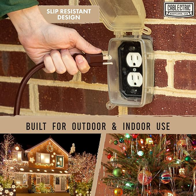 Brown Outdoor Extension Cord 6 Ft, 16/3 Heavy Duty Cable with 3 Prong Grounded Plug, 13 AMP for Garden, Lawn, Landscaping, Tools & Appliances, 6 Ft Extension Cord 3 Prong