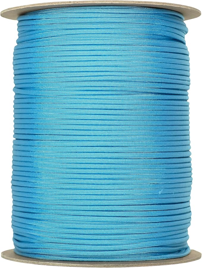 The Paracord Store | Type III 550 Paracord - 250 FT Spool, Baby Blue | Heavy Duty 7 Strand Tactical Paracord - USA Made Nylon Outdoor Parachute Cord for Camping, Fishing & More - Survival Cord