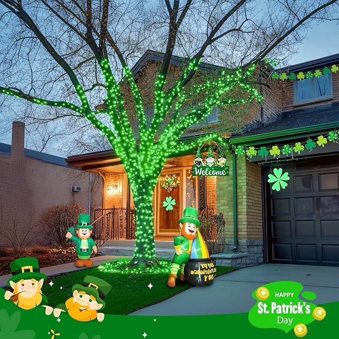 JMEXSUSS 400 LED Green Christmas Lights Indoor Outdoor, 132ft St Patrick's Day String Lights Plug in with Remote Clear Wire Christmas Tree Lights for Room Garden Patio Outside Party Xmas Tree Decor