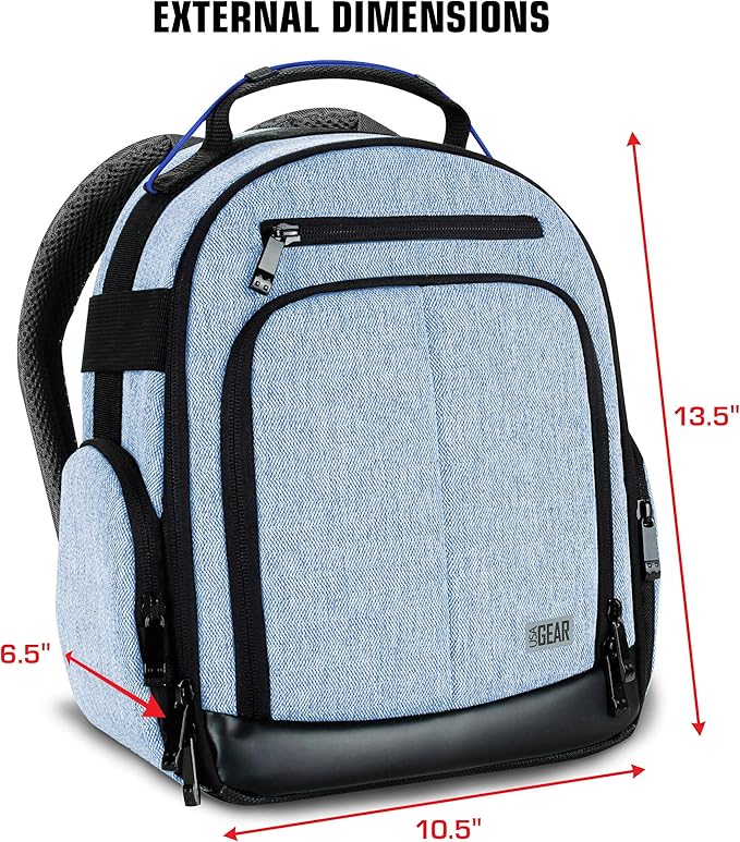 USA Gear Audio Equipment Backpack Fits Audio-Technica System 10, Shure BLX4 Microphone System, Sennheiser EW-DP & more Wireless Mic System - Wireless Microphone Bag Backpack for Recording Mics (Blue)