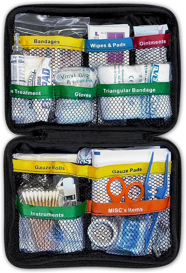 Rapid Care First Aid 160-Piece All-Purpose First Aid Kit for Home, Office & Car – Compact Color Coded Emergency Preparedness Kit with CPR Barrier, Emergency Blanket, Ice Pack & Other Essentials