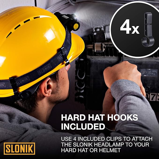 SLONIK Headlamp Rechargeable - 1000 Lumen LED USB Rechargeable Headlight - IPX4 Waterproof Head Lamp with Bright 60 ft Flashlight Beam - Hiking & Outdoor Camping Gear, Black - LED Headlamp