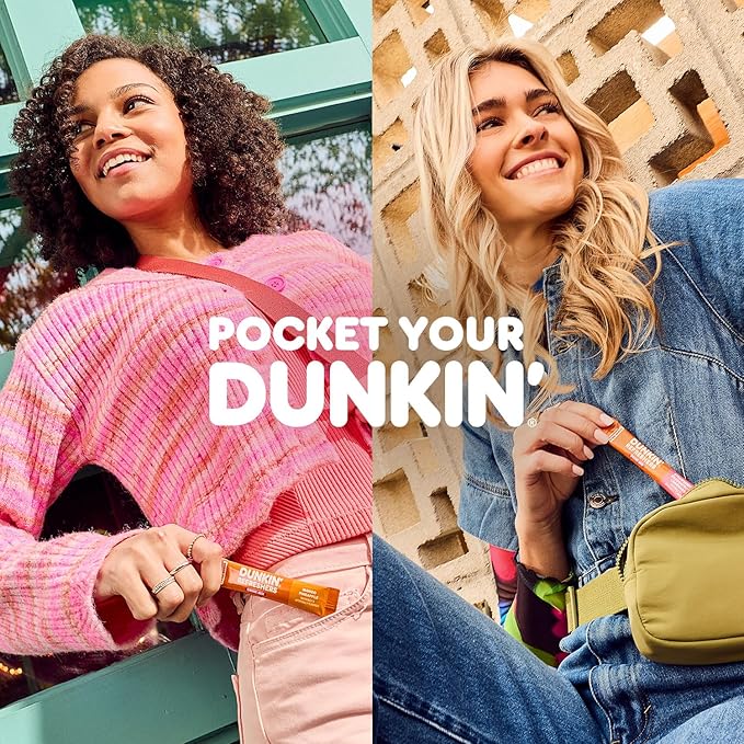 Dunkin’ Zero Sugar Refreshers Singles To Go! Powdered drink mix packets, Peach Passionfruit Lemonade,10 packets per box Energy from Green Tea, aspartame-free, no synthetic colors, naturally and artificially flavored, just add water
