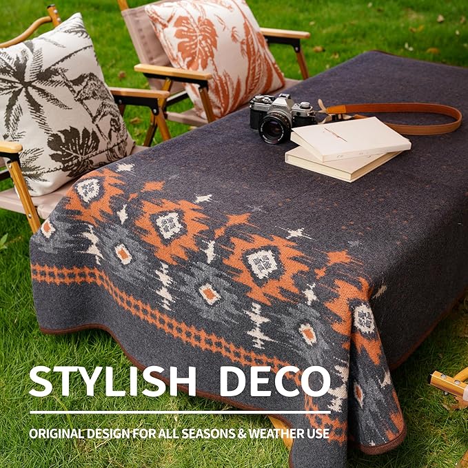 ACUSHLA Merino Wool Blanket - Warm Thick Washable Large Bed Couch Outdoor Camping Sleeping Throw Blanket All Weather Myers Gray 79x63