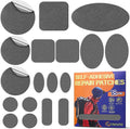 Down Jacket Repair Patch Kit, Outdoor Gear Tenacious Repair Tape, Self Adhesive Fabric Patches for Clothes, Waterproof Ripstop Nylon Fabric Patch for Puffer Jacket, Coat, Tent (18 Pcs, Black Gray)