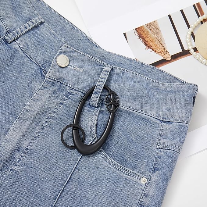 Y2K Cute Star Carabiner Keychain Cool Belt Loop Clip Starlight Heavy Duty Carabiner Clasp Snap Hook Holder Key Buckle