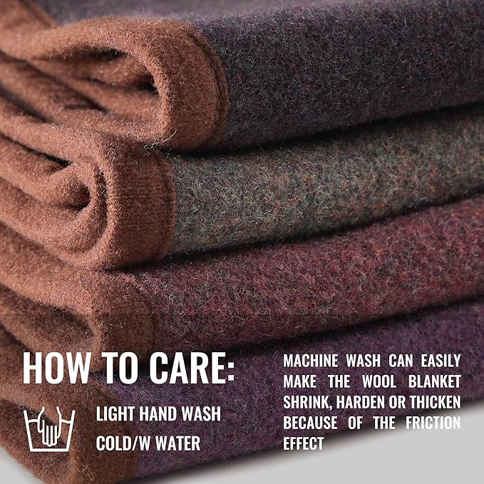 ACUSHLA 80% Merino Wool Camp Blanket - Soft Warm Thick Blanket Throw for Bed Couch Outdoor Camping Travel Car Sleeping Patio Porch, 59"x79" Army Green