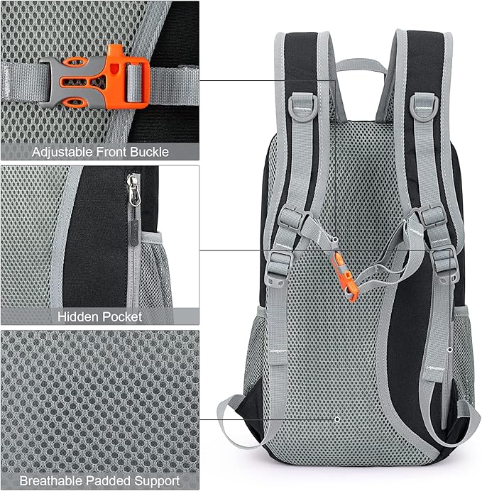 G4Free Mini 10L Hiking Daypack Small Hiking Backpack Cycling Compact Shoulder Backpack Outdoor for Men Women(Black)
